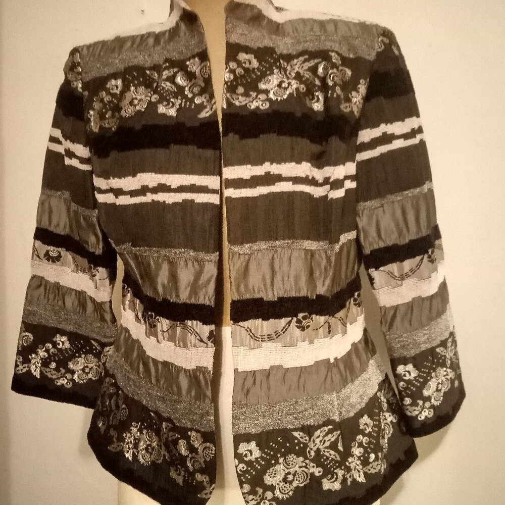 K Studio Collection Black and Silver Patchwork Blazer 6